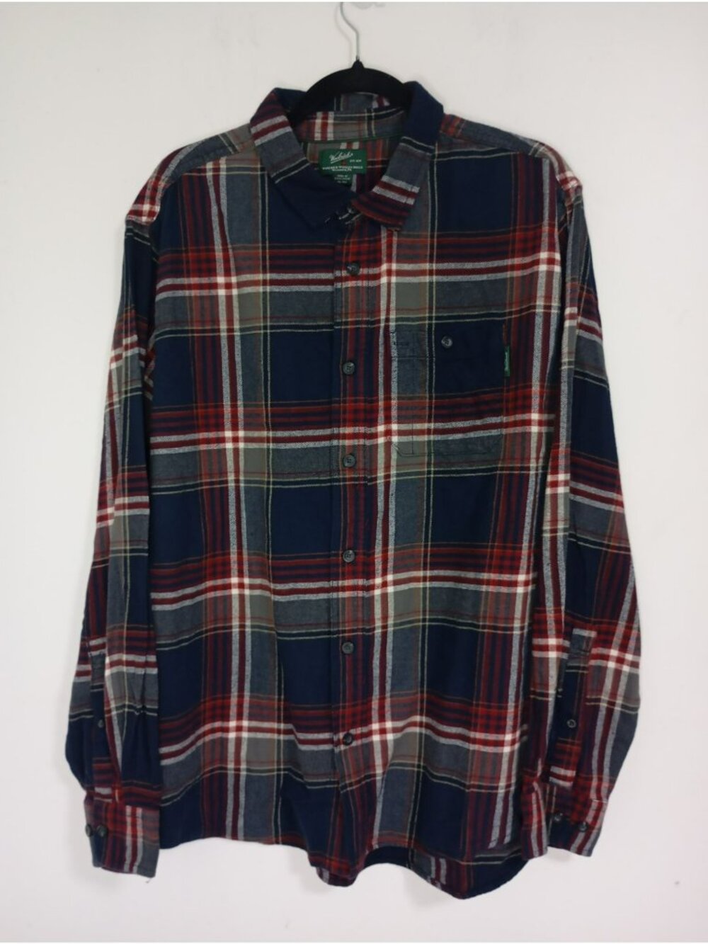Woolrich Mens XL Plaid Button-Up Long Sleeve Shirt 100% Cotton